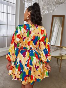 Glamaker Đầm Thắt lưng Tất cả trên in Boho - Nhiều màu - Xem 2