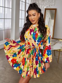 Glamaker Đầm Thắt lưng Tất cả trên in Boho - Nhiều màu - Xem 6