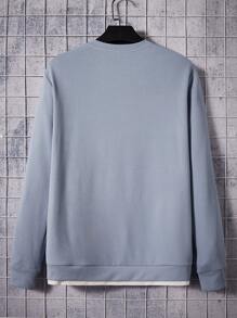 Manfinity RebelGame Áo nỉ cổ tròn trơn cho nam, dành cho mùa thu đông - Màu xanh bụi bặm - Xem 2