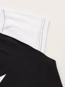 ROMWE Grunge Punk Camiseta con estampado de estrella de manga raglán - Blanco y Negro - Ver 4