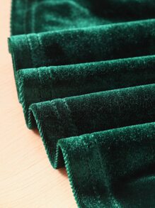 Toddler Girls Contrast Lace Flounce Sleeve Ruffle Trim Bow Front Dress - Dark Green - View 6