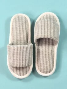 Single Band Fuzzy Bedroom Slippers - Khaki - View 4