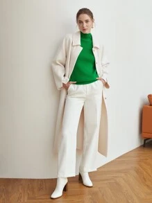 MOTF PREMIUM Áo len nữ màu trơn Giải trí - màu xanh lá - Xem 9