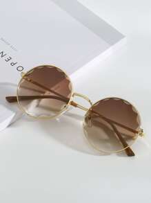 Gafas de sol de marco redondo de lentes de ombré - Degradado - Ver 1