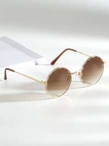 Gafas de sol de marco redondo de lentes de ombré - Degradado - Ver 2