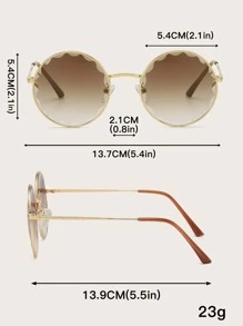 Gafas de sol de marco redondo de lentes de ombré - Degradado - Ver 3