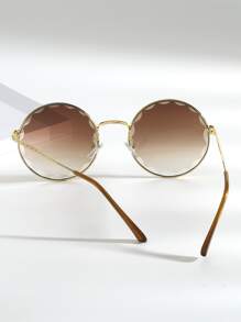 Gafas de sol de marco redondo de lentes de ombré - Degradado - Ver 4