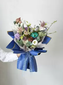 10 cái Kim loại Trim Giấy gói Hoa không thấm nước - Xanh đậm - Xem 1