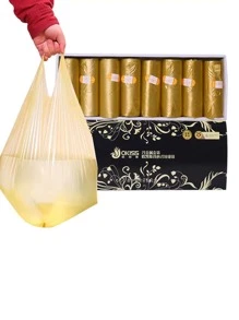 Bolsa De Basura De Color Dorado Empaquetada En Caja De Regalo, 8 Rollos/caja (200 Piezas) - Dorado - Ver 1