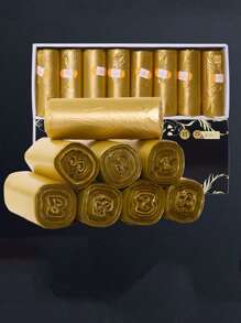 Bolsa De Basura De Color Dorado Empaquetada En Caja De Regalo, 8 Rollos/caja (200 Piezas) - Dorado - Ver 2