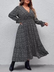 SHEIN Clasi Plus Ditsy Floral Flounce Sleeve Dress