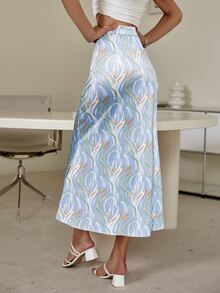 Sollinarry Allover Print Satin A-line Skirt - Multicolor - View 2