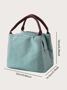 1 pieza Bolsa de almuerzo con patrón de rayas de trompeta - Verde - Ver 4