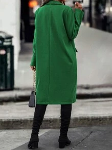 SHEIN LUNE Abrigo de cuello con solapa de doble botonadura - Verde - Ver 2