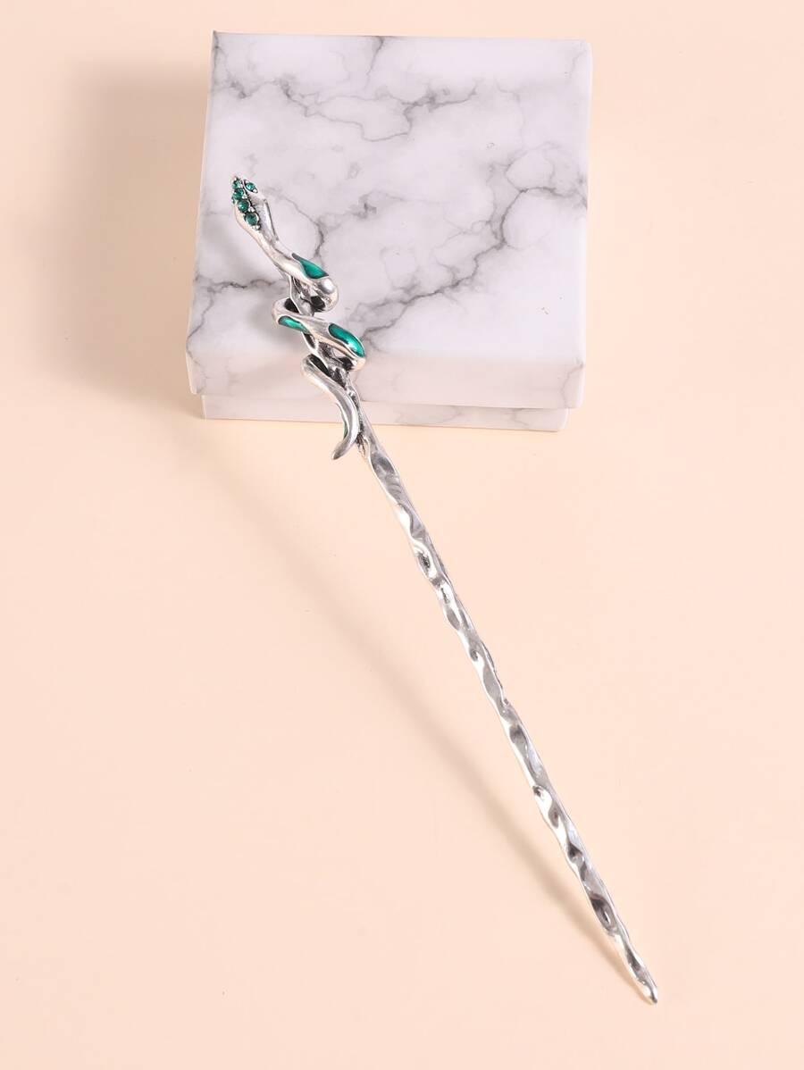 水钻蛇形装饰发夹，皇家风范，发饰，发夹发髻，发髻造型器，发髻发片，发型设计发夹，学习用品，婚礼用品，派对造型，头部饰品 - 復古銀色 - 查看 1