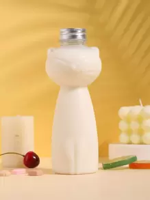 1pc Plastic Water Bottle, Cartoon Cute Cat Design Sport Water Bottle For Outdoor - Clear - View 1