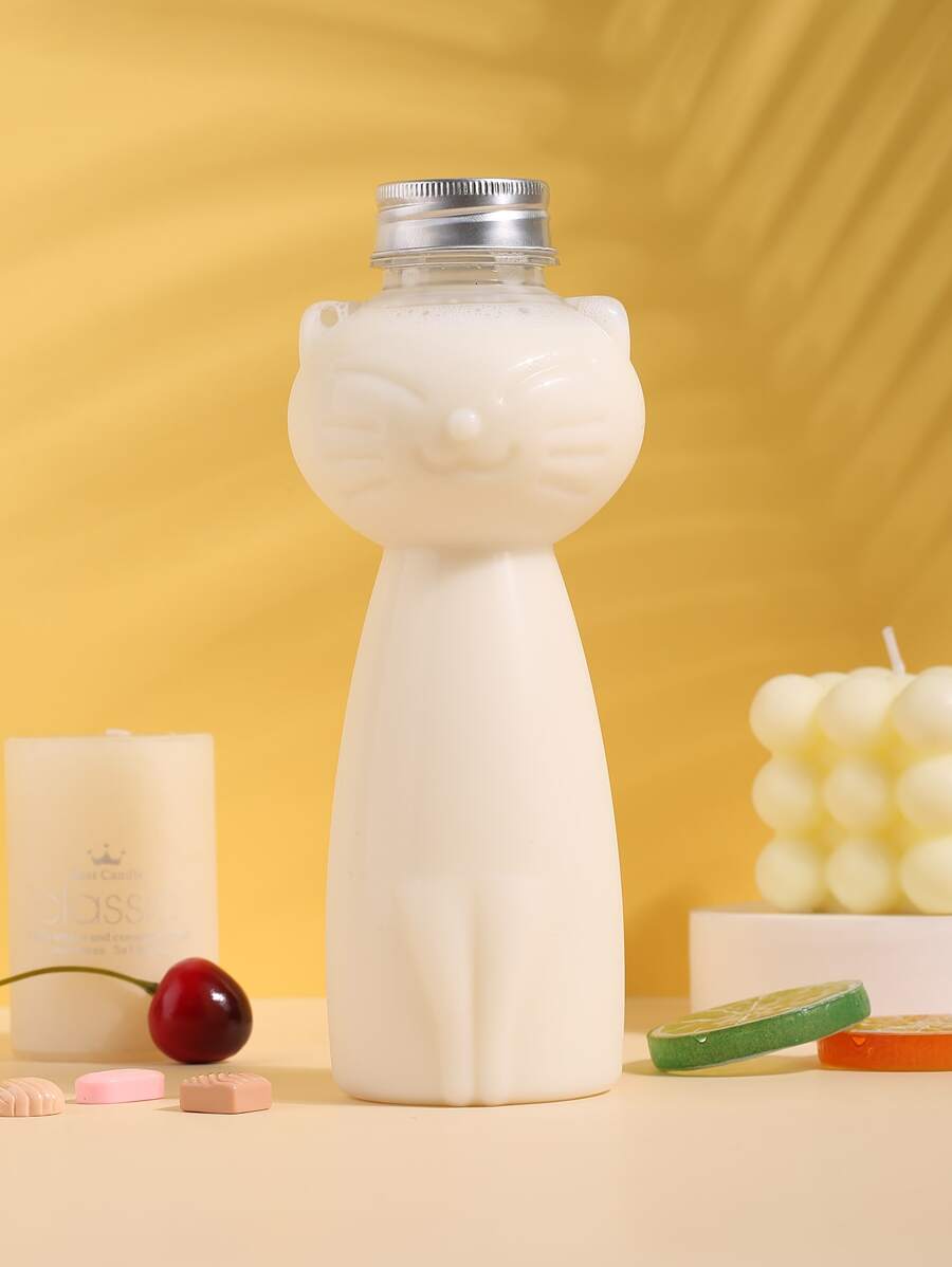 1pc Plastic Water Bottle, Cartoon Cute Cat Design Sport Water Bottle For Outdoor - Clear - View 1