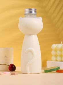 1pc Plastic Water Bottle, Cartoon Cute Cat Design Sport Water Bottle For Outdoor - Clear - View 2