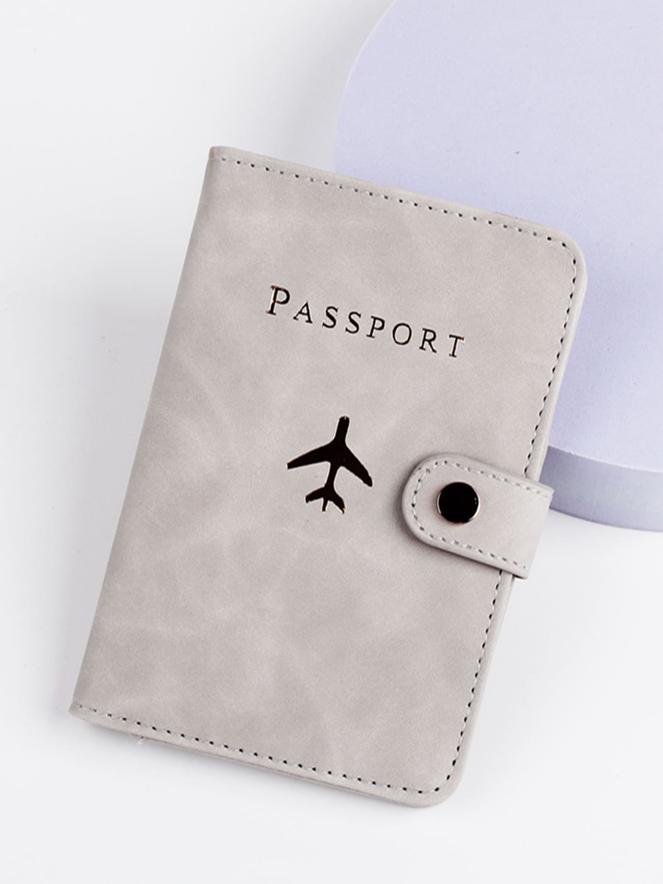 gessy Airplane & Letter Graphic Passport Case Vacation Accessories For Holiday Season Travel Stuff Travel Organiser Travel Items Travel Wallet Passport Holder Passport Wallet Beach Vacation Bag Summer Christmas Vacation - Grey - View 1