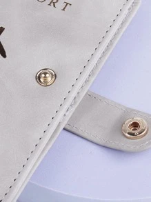 gessy Airplane & Letter Graphic Passport Case Vacation Accessories For Holiday Season Travel Stuff Travel Organiser Travel Items Travel Wallet Passport Holder Passport Wallet Beach Vacation Bag Summer Christmas Vacation - Grey - View 7