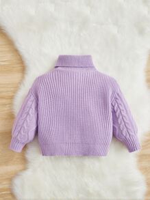 SHEIN Baby Cable Knit Turtleneck Jumper - Lilac Purple - View 2