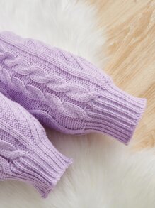 SHEIN Baby Cable Knit Turtleneck Jumper - Lilac Purple - View 5