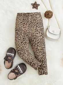 SHEIN Leap Crew Baby Girl Leopard Print Leggings - Multicolor - View 3