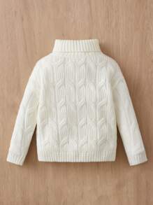 SHEIN Baby Solid Turtleneck Jumper - White - View 2