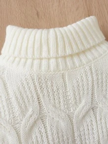 SHEIN Baby Solid Turtleneck Jumper - White - View 3