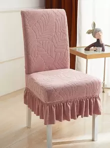 1入組葉子圖案荷葉邊椅套 - 粉色 - 查看 1