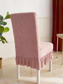 1入組葉子圖案荷葉邊椅套 - 粉色 - 查看 3