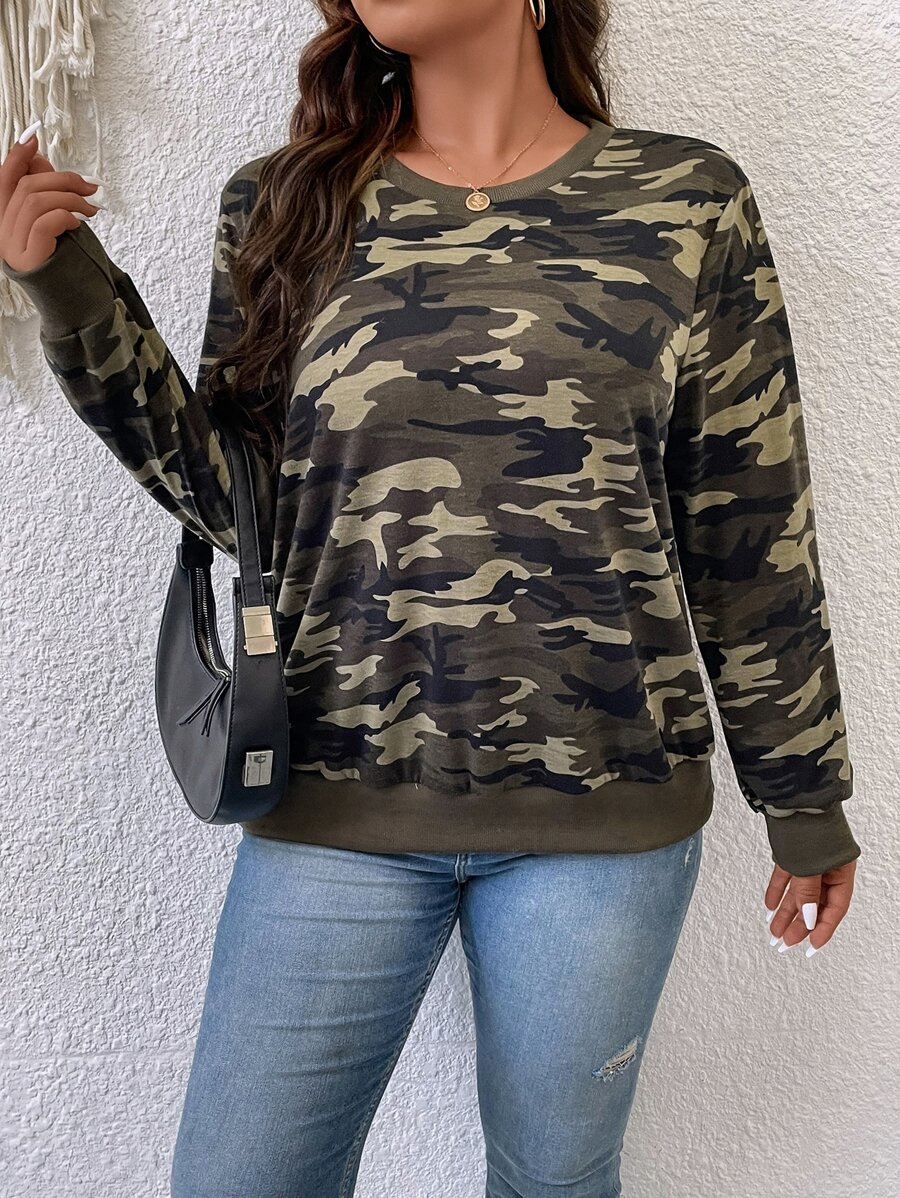 Calvaya Plus Camo Print Sweatshirt - Multicolor - View 1