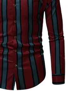 NITAGUT Men Striped Print Shirt - Multicolor - View 3