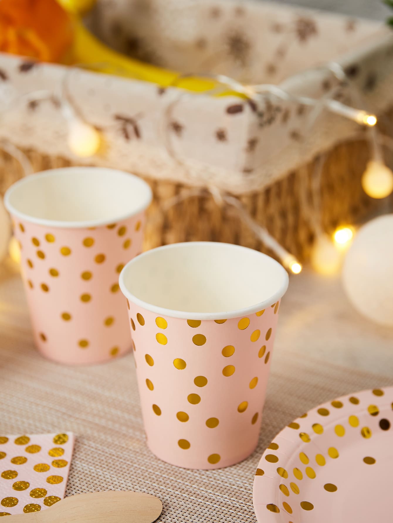 10入組波點圖案一次性杯子