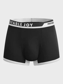 Men 3pcs Letter Tape Contrast Binding Boxer Brief - Multicolor - View 10