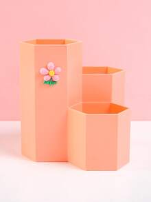 1 pieza Bote para lápices con diseño de flor al azar - Multicolor - Ver 3