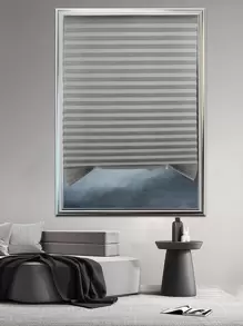1pc Self-Adhesive Pleated Shade Curtain, Bedroom, Home, Easy Install, Privacy & Sunlight Blocking, Blinds With Uv Protection - Grey - View 1