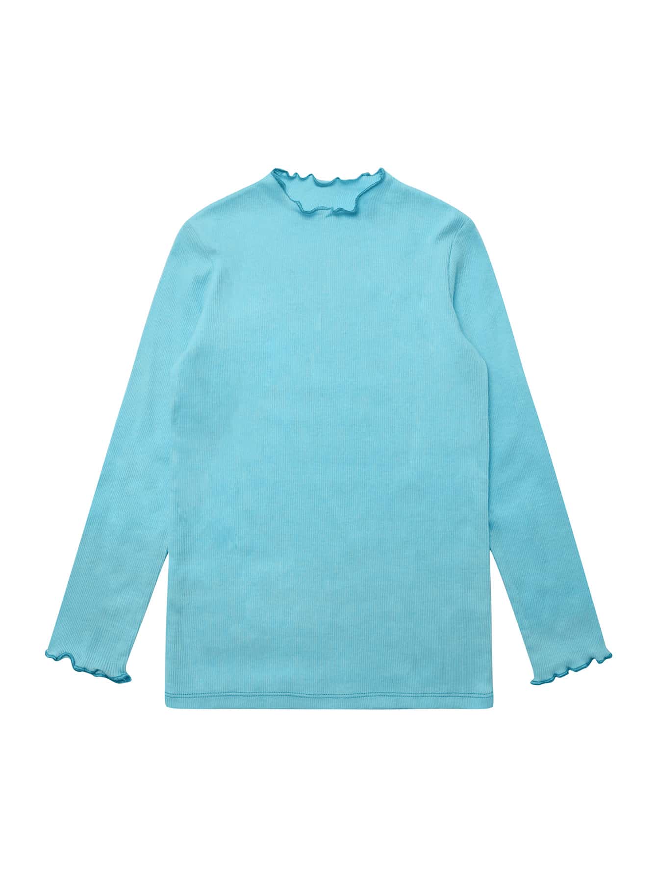 CUNYI Niñas 1 pieza Camiseta unicolor de cuello alto - Azul menta - Ver 1