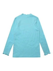 CUNYI Niñas 1 pieza Camiseta unicolor de cuello alto - Azul menta - Ver 2