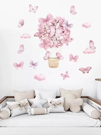 1pc Butterfly Pattern Wall Sticker, Romantic Self Adhesive Wall Art Decal For Living Room,Stickers,Wall Decal, Vinyl Decal For Home Decorations,Spring Decoration Items Refresh Your Home,Rama Decoration Stickers