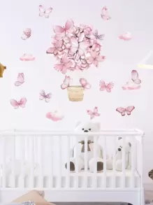 1 件蝴蝶图案墙贴，浪漫自粘墙艺术贴花，适用于客厅，贴纸，墙贴，乙烯基贴花，用于家居装饰，春季装饰品让您的家焕然一新，拉玛装饰贴纸 - 彩色 - 查看 5