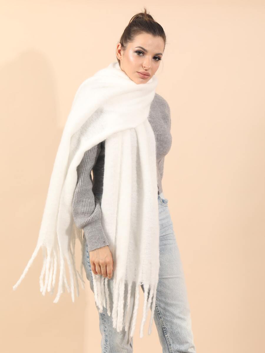 Pañuelo ribete con fleco - Blanco - Ver 1