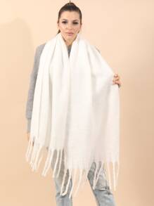 Pañuelo ribete con fleco - Blanco - Ver 2