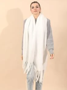 Pañuelo ribete con fleco - Blanco - Ver 3