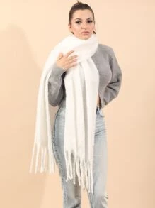 Pañuelo ribete con fleco - Blanco - Ver 4