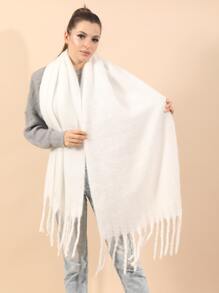 Pañuelo ribete con fleco - Blanco - Ver 5