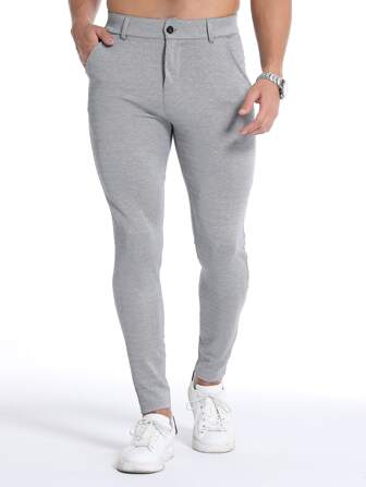 Hombres Pantalones ajustados con bolsillo oblicuo