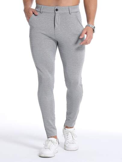 Hombres Pantalones ajustados con bolsillo oblicuo