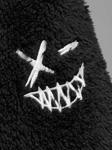 SHEIN Boys Expression Embroidery Flannel Hoodie & Trousers - Multicolor - View 4