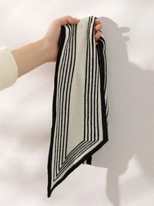 Pañuelo con estampado de rayas - Blanco y Negro - Ver 2